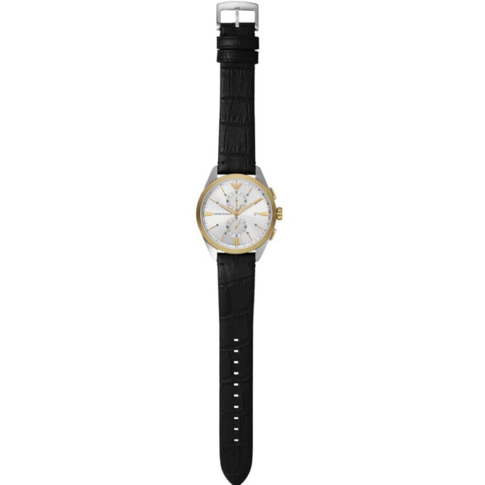 Emporio Armani Claudio Chronograph Silver Dial Black Leather Strap Watch For Men - AR11498 - Image 6